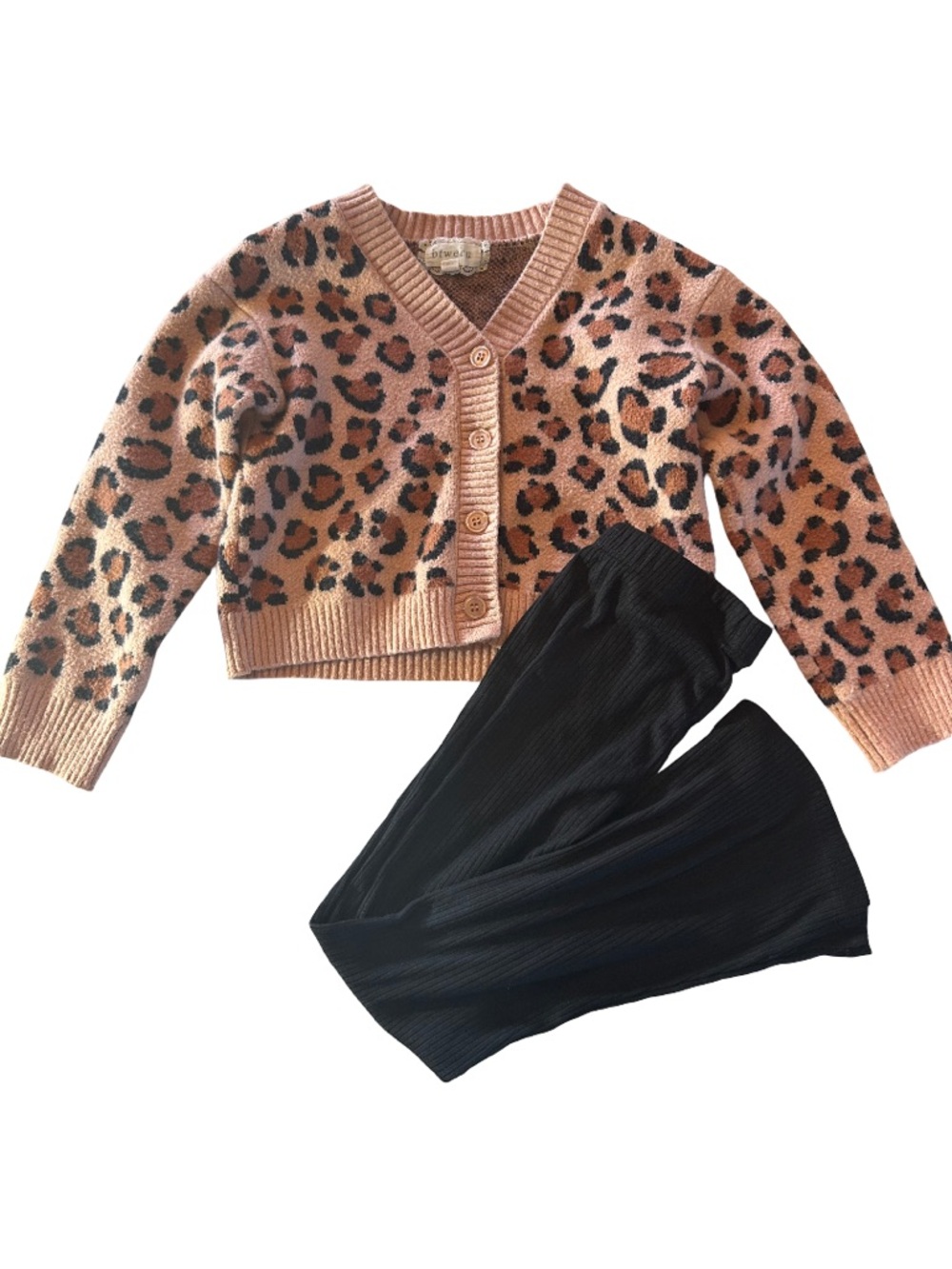 btween Tan and Black Leopard-Print Cropped Cardigan